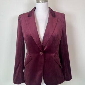 White House Black Market Velvet Burgundy Blazer Size 2 XS EUC!